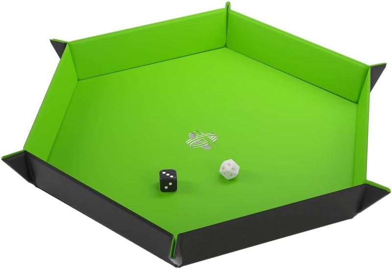 Gamegenic Magnetic Dice Tray - Take Control of Your Roll! Compact and Versatile Dice Tray for Tabletop Games and Board Games, Hexagonal Shape, Black/Green Color, Made by - Image 2